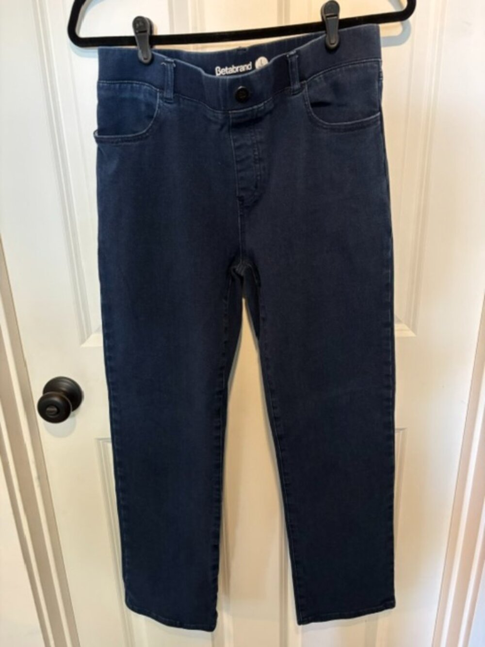 Betarand Yoga Pants in dark indigo color denim.